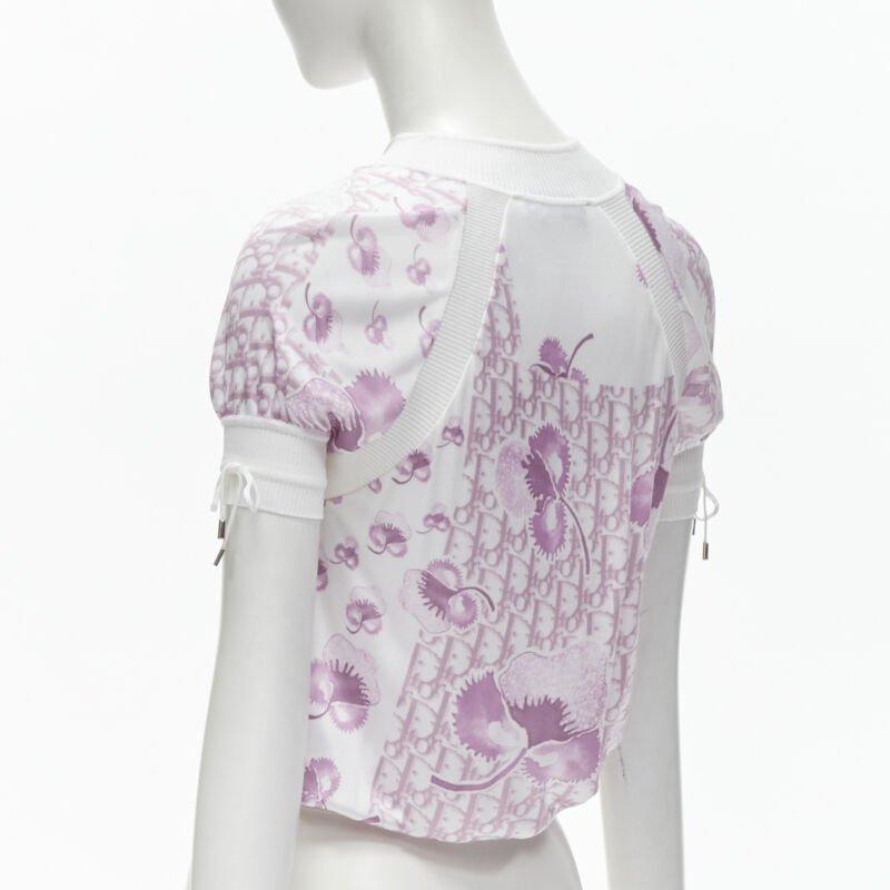 CHRISTIAN DIOR Vintage Y2K pink Trotteur monogram Cherry Blossom half zip top S 1