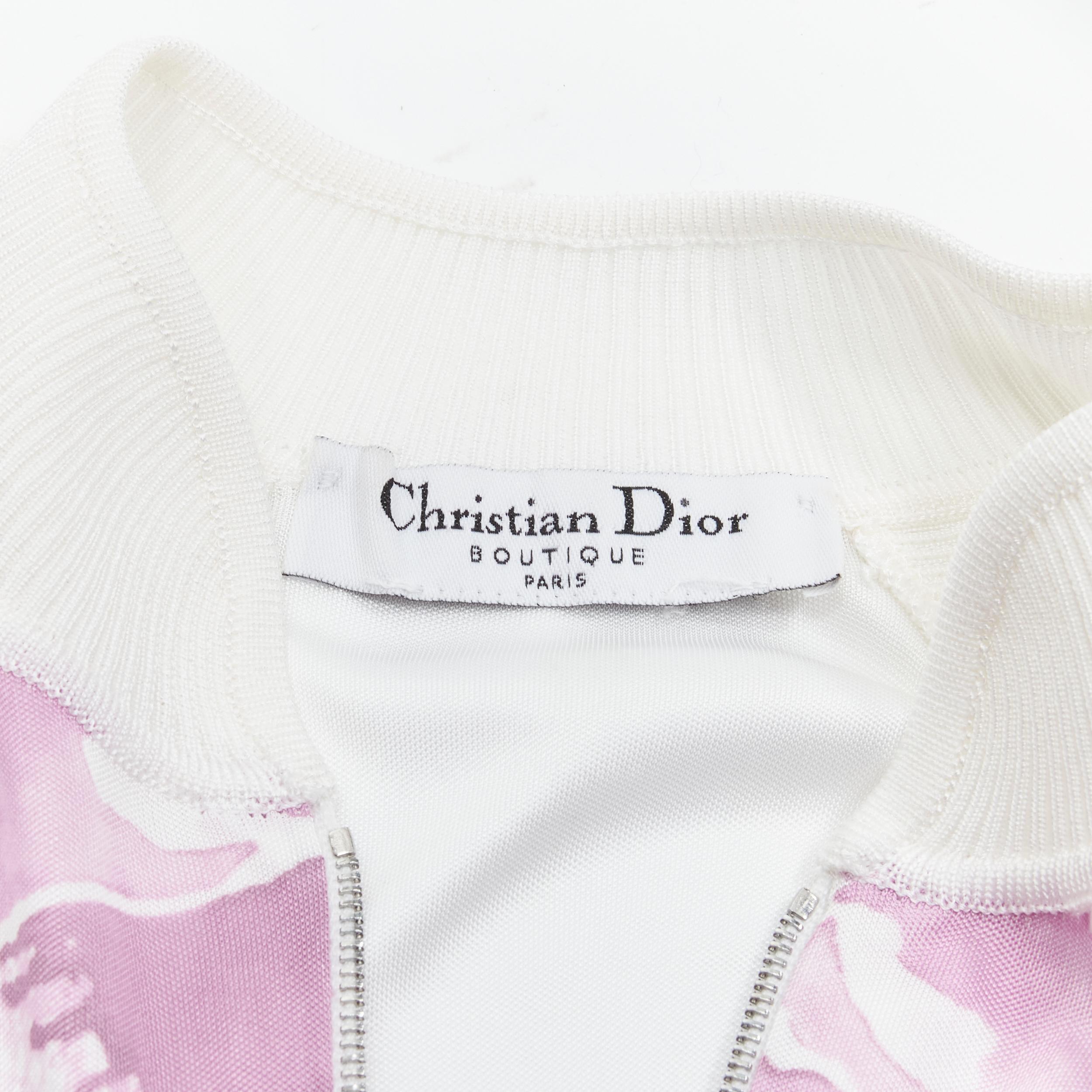 CHRISTIAN DIOR Vintage Y2K pink Trotteur monogram Cherry Blossom half zip top S For Sale 1