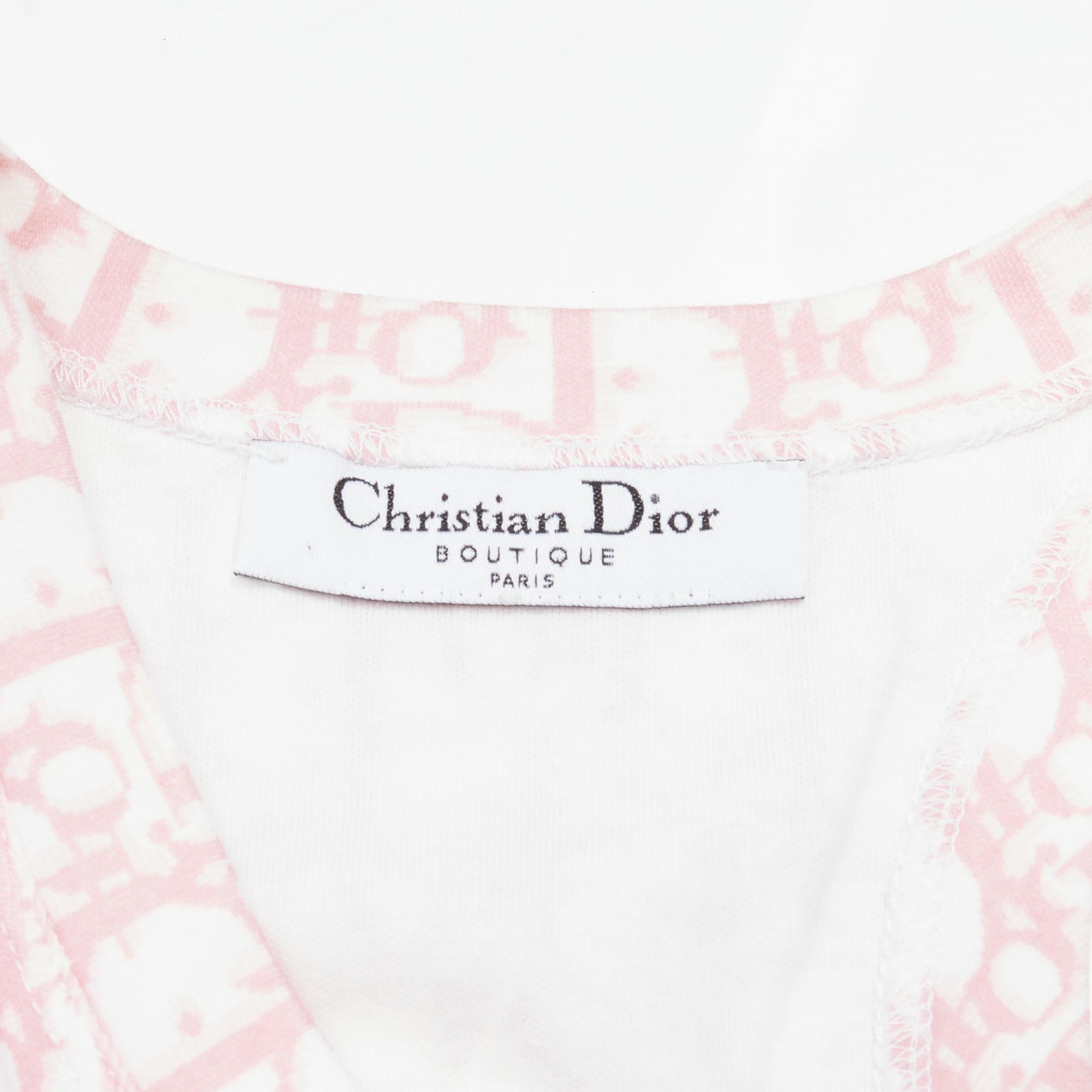 CHRISTIAN DIOR Vintage Y2K pink Trotteur monogram white blossom tank top S 1