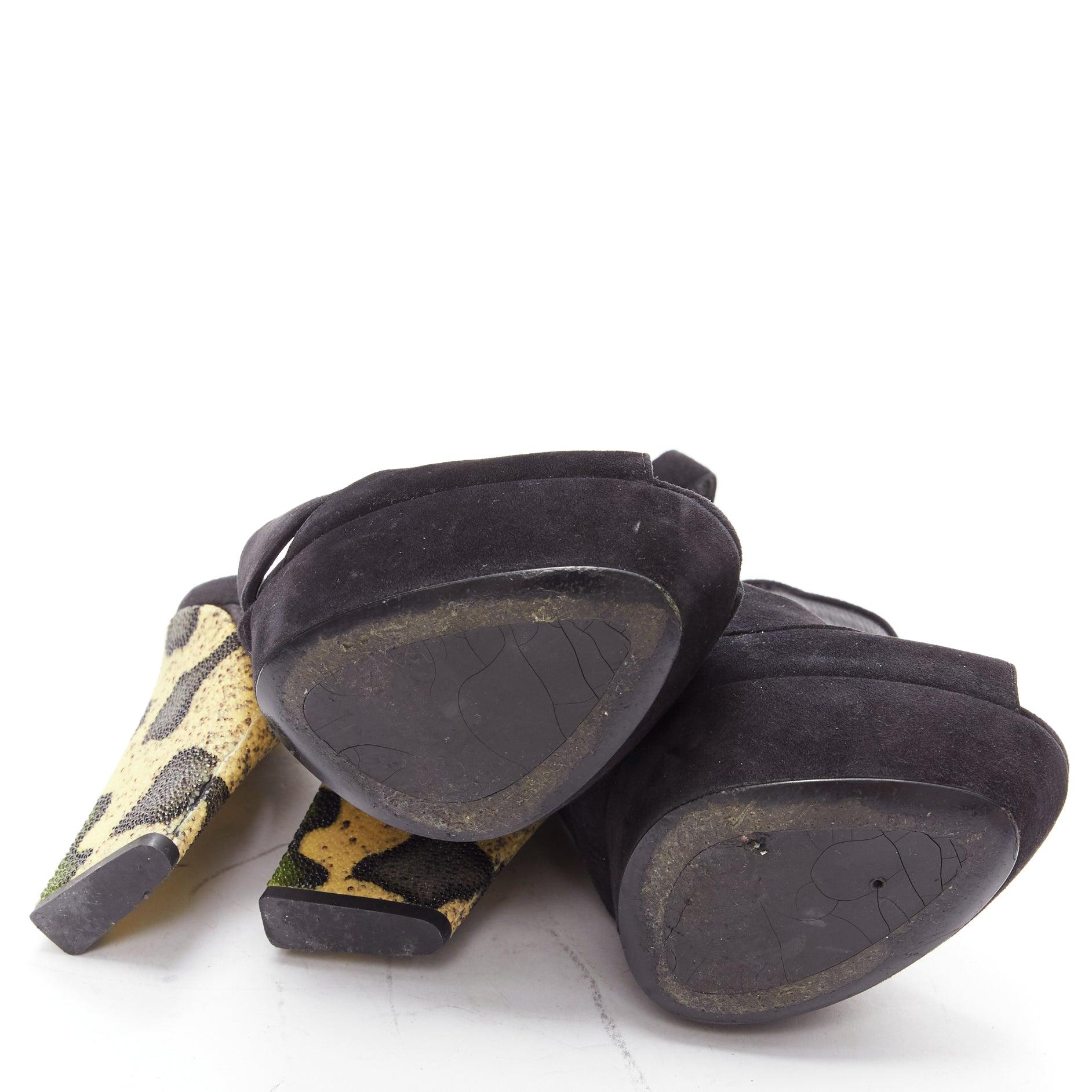 CHRISTIAN DIOR Vintage yellow scaled leather black suede platforms EU38 For Sale 6