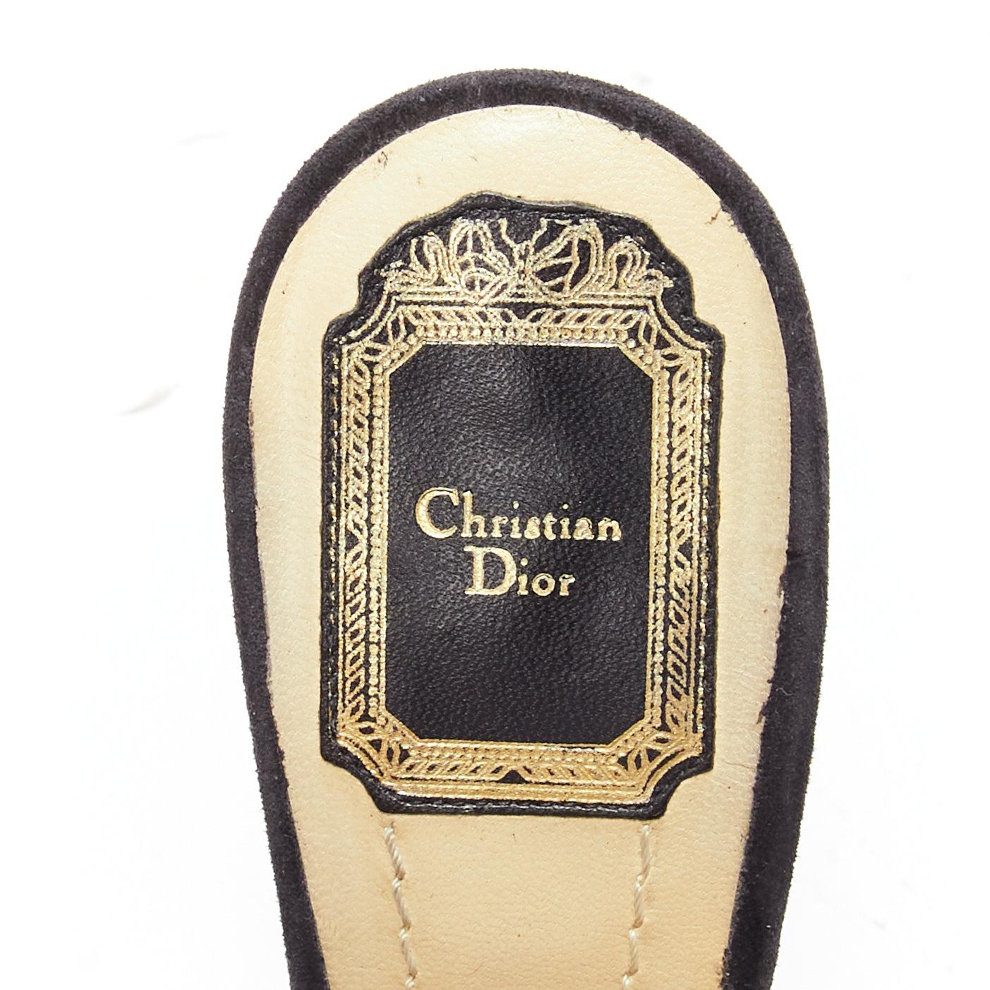 Black CHRISTIAN DIOR Vintage yellow scaled leather black suede platforms EU38 For Sale