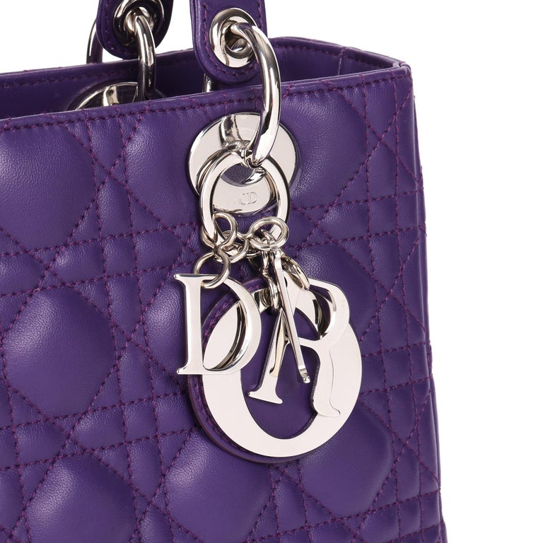 Cannage Lambskin Lady Dior Medium Bag in Violet