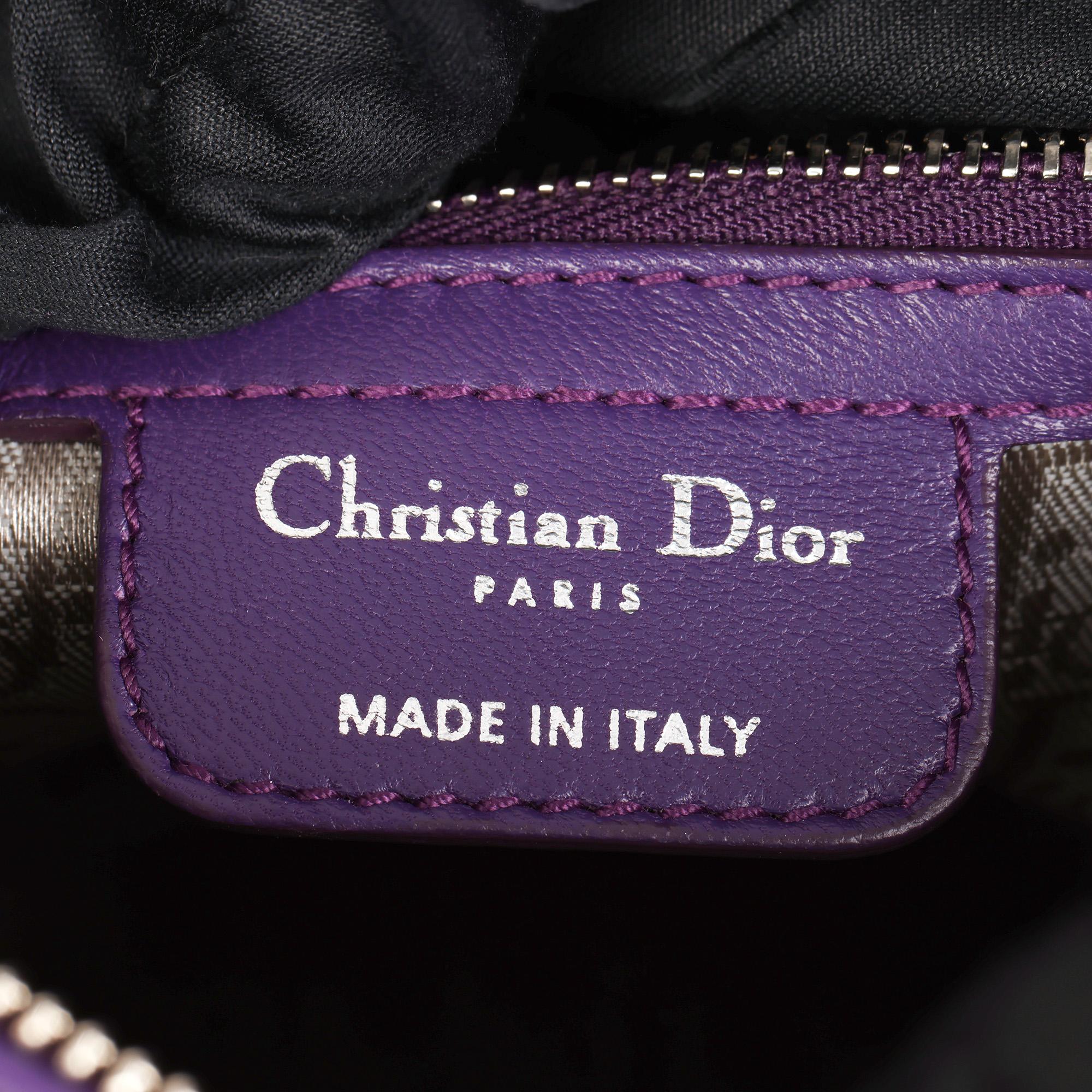 CHRISTIAN DIOR Violet Cannage Lambskin Leather Medium Lady Dior Bag 1