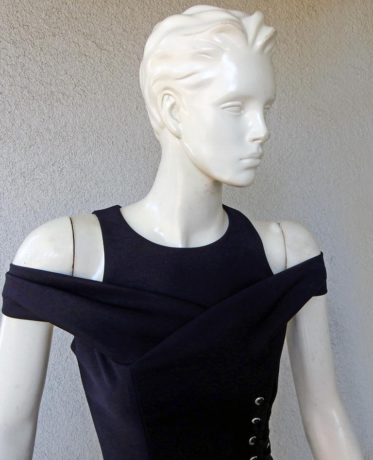 Christian Dior Vogue Cover Runway Cold Shoulder Laceup Corset Dress In Excellent Condition For Sale In Los Angeles, CA