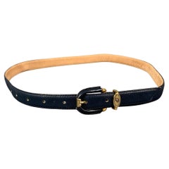 CHRISTIAN DIOR Waist Size M Navy Leather Belt