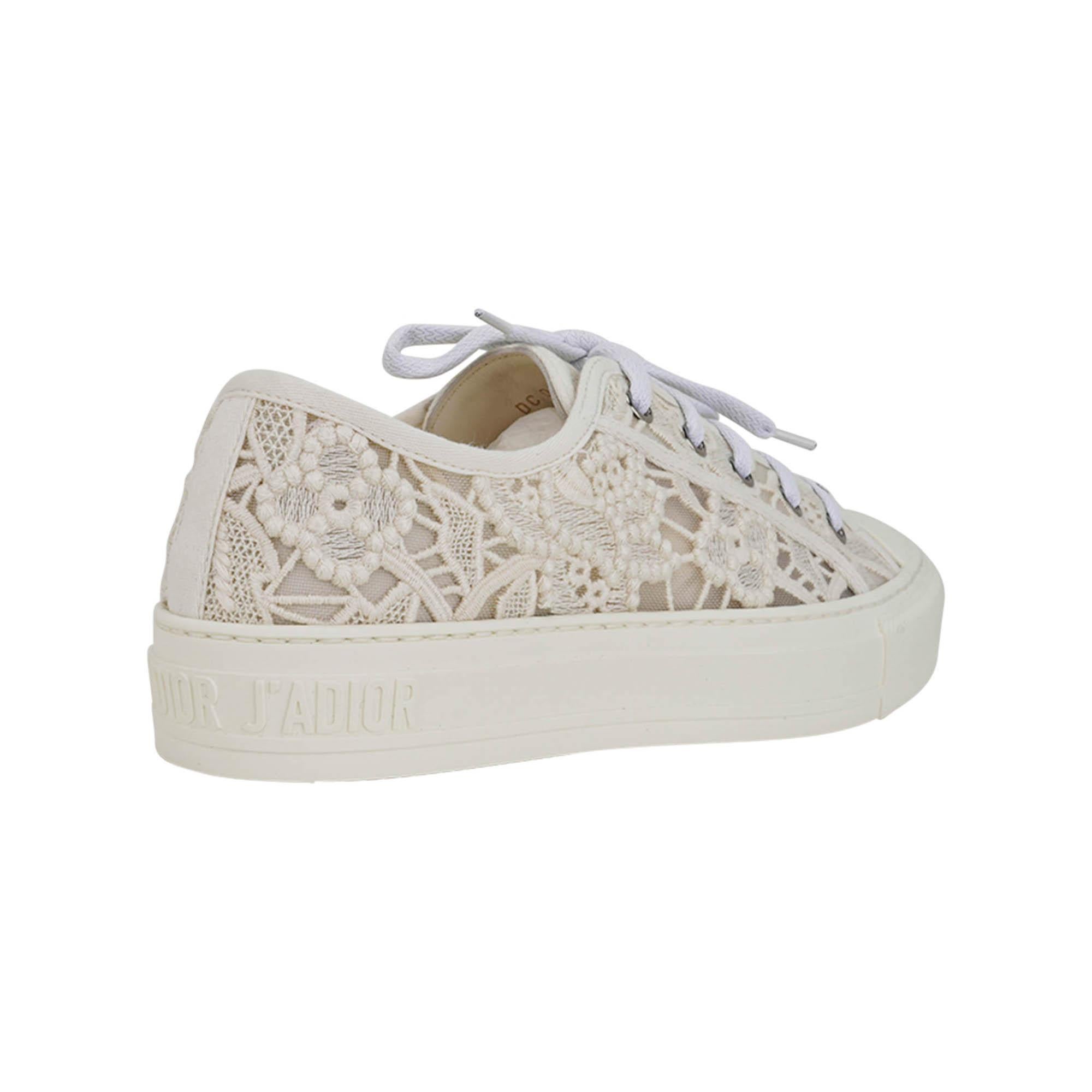 Gray Christian Dior Walk'n Dior Macrame Ivory Sneaker 37 For Sale
