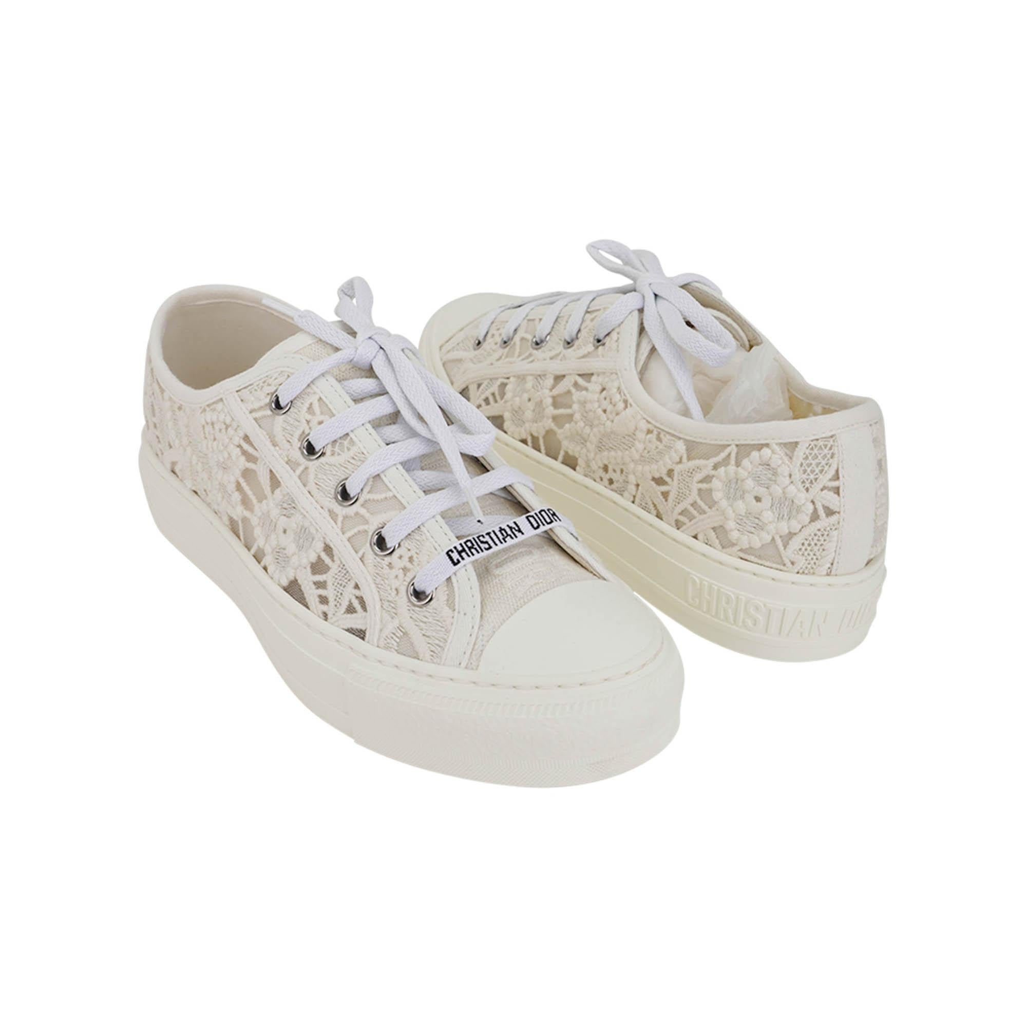 Women's Christian Dior Walk'n Dior Macrame Ivory Sneaker 37 For Sale