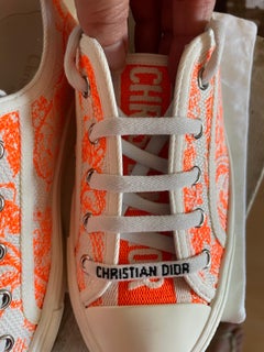 Christian Dior Walk’n’Dior Embroidered Sneakers – Neon Orange Toile de Jouy