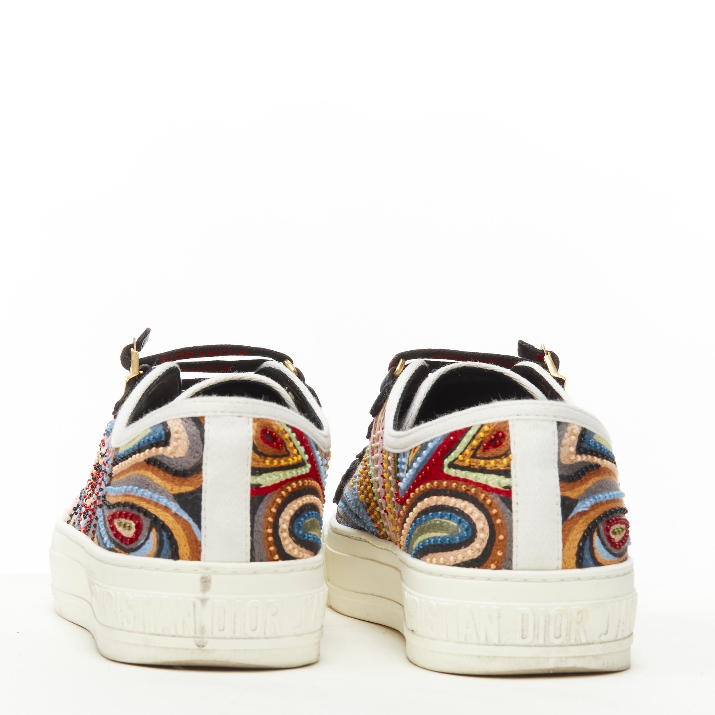 CHRISTIAN DIOR Walk'N'Dior ethnic heart bead embroidery logo lace sneaker EU36 In Good Condition In Hong Kong, NT