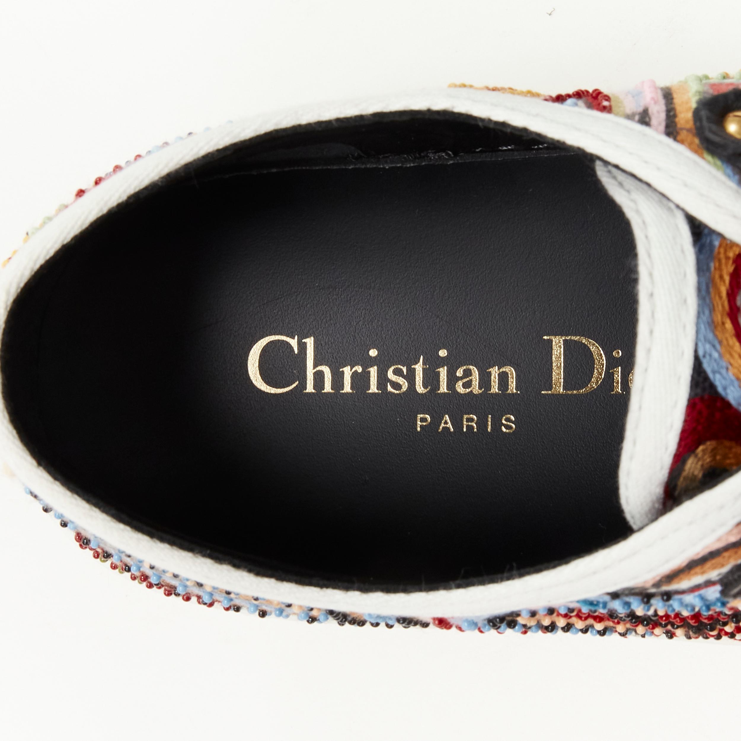CHRISTIAN DIOR Walk'N'Dior ethnic heart bead embroidery logo lace sneaker EU36 3