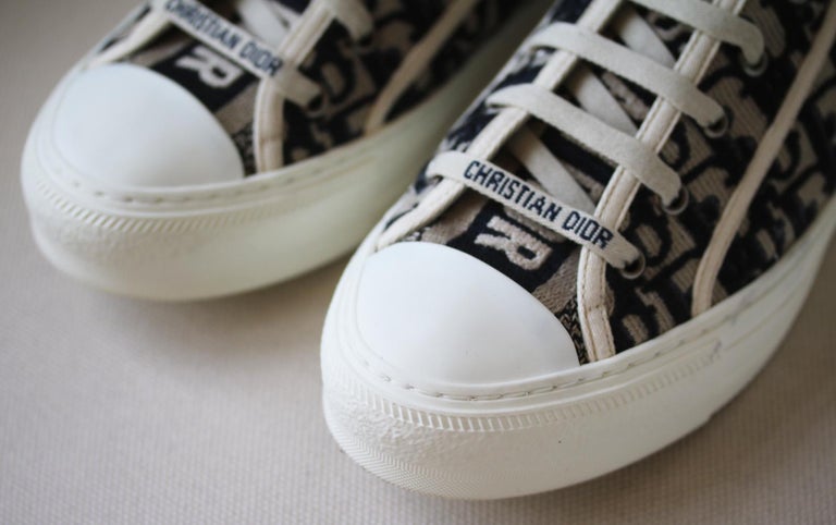 Christian Dior Walk'N'Dior Oblique Embroidered Canvas Sneakers at 1stDibs