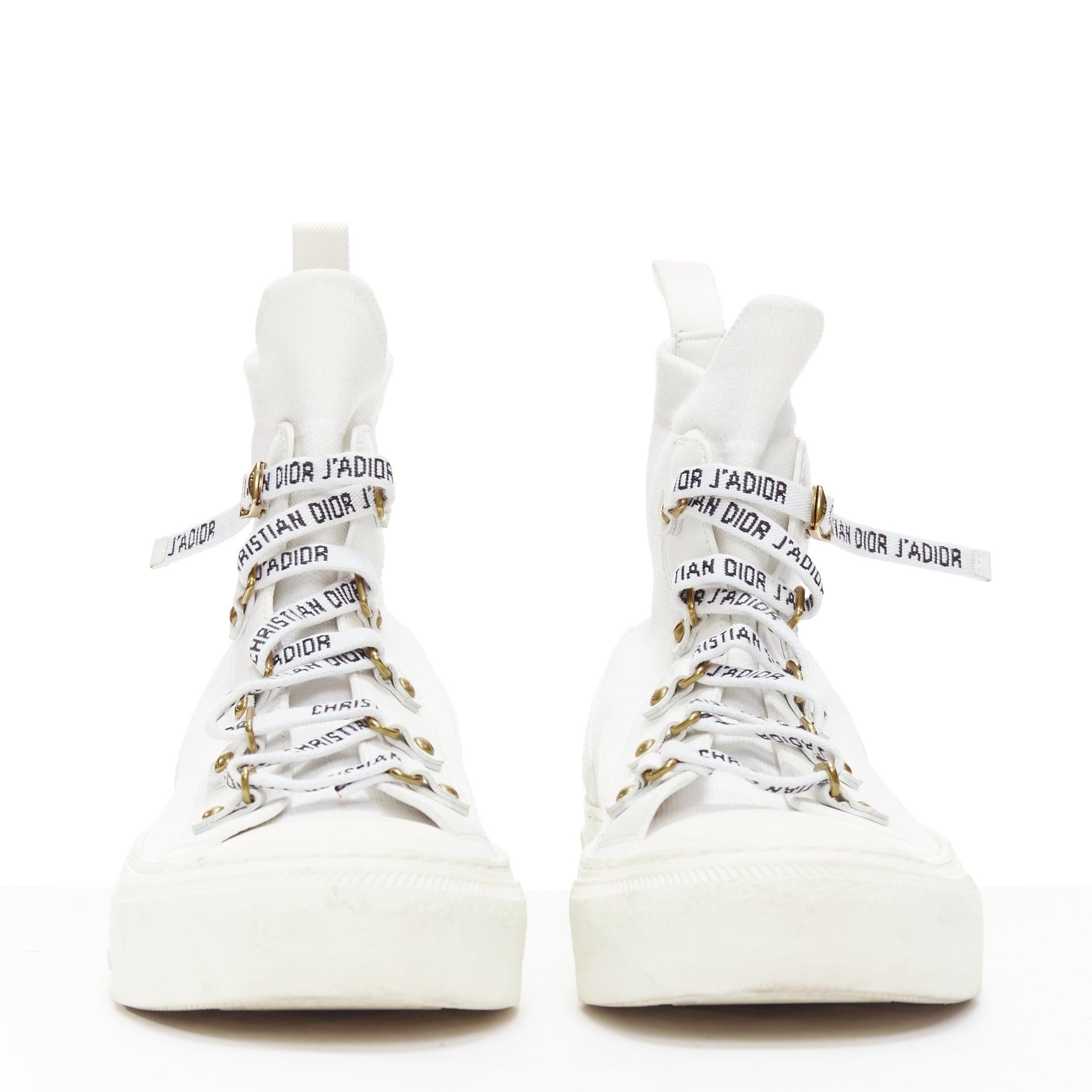 CHRISTIAN DIOR Walk'N'Dior baskets hautes blanches en maille avec logo en dentelle EU375 Bon état à Hong Kong, NT