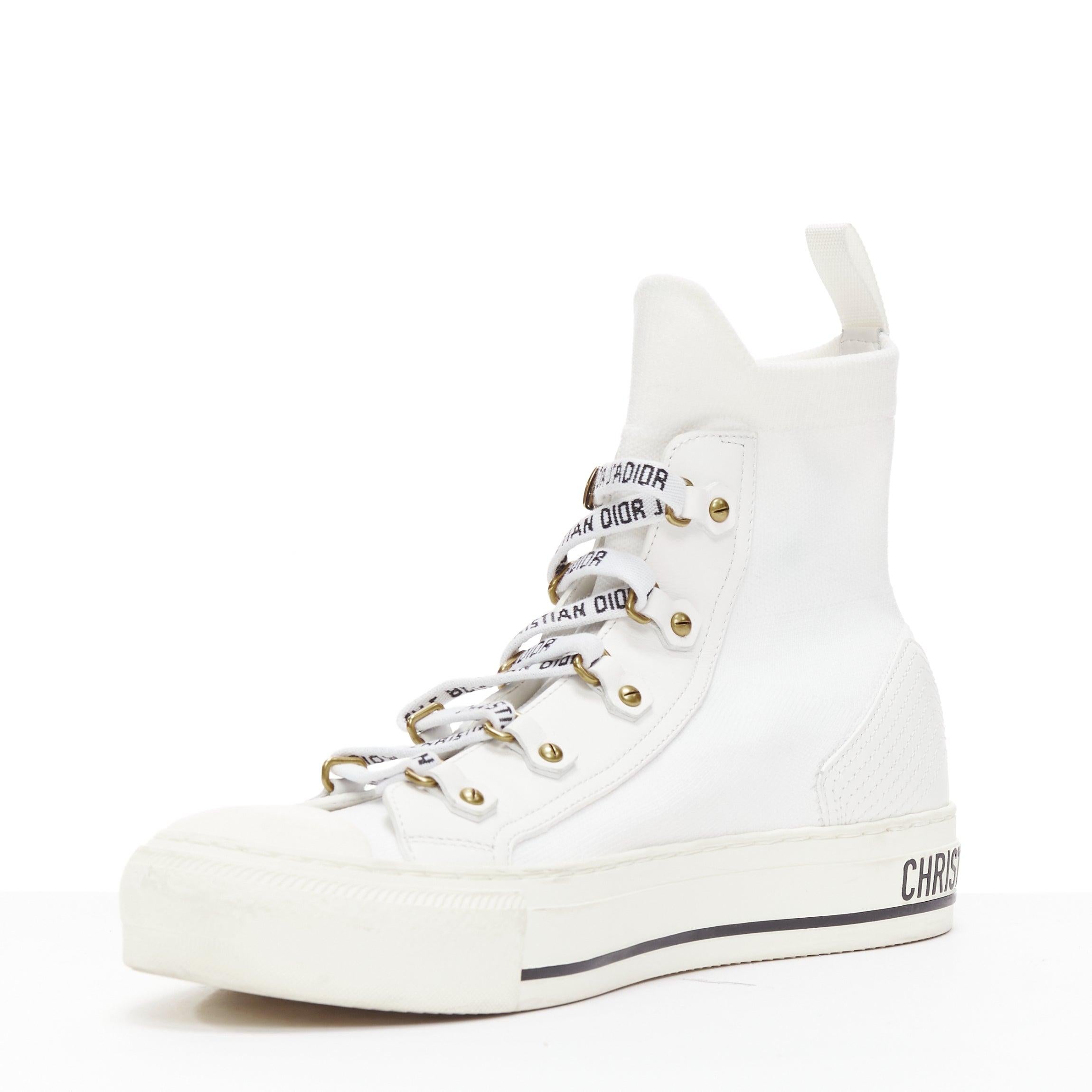  CHRISTIAN DIOR Walk'N'Dior baskets hautes blanches en maille avec logo en dentelle EU375 Pour femmes 