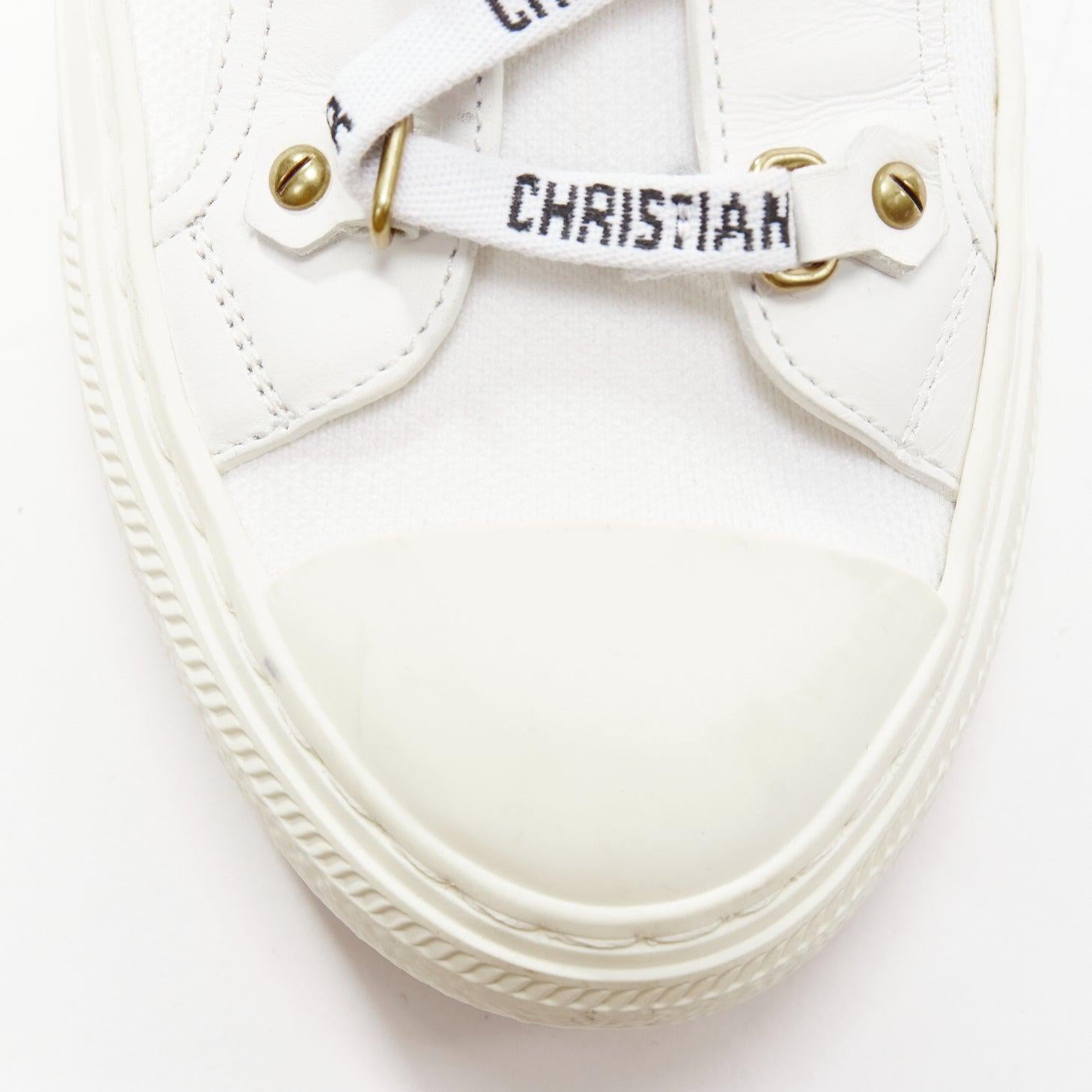 CHRISTIAN DIOR Walk'N'Dior white sock knit logo lace high top sneakers EU375 For Sale 2
