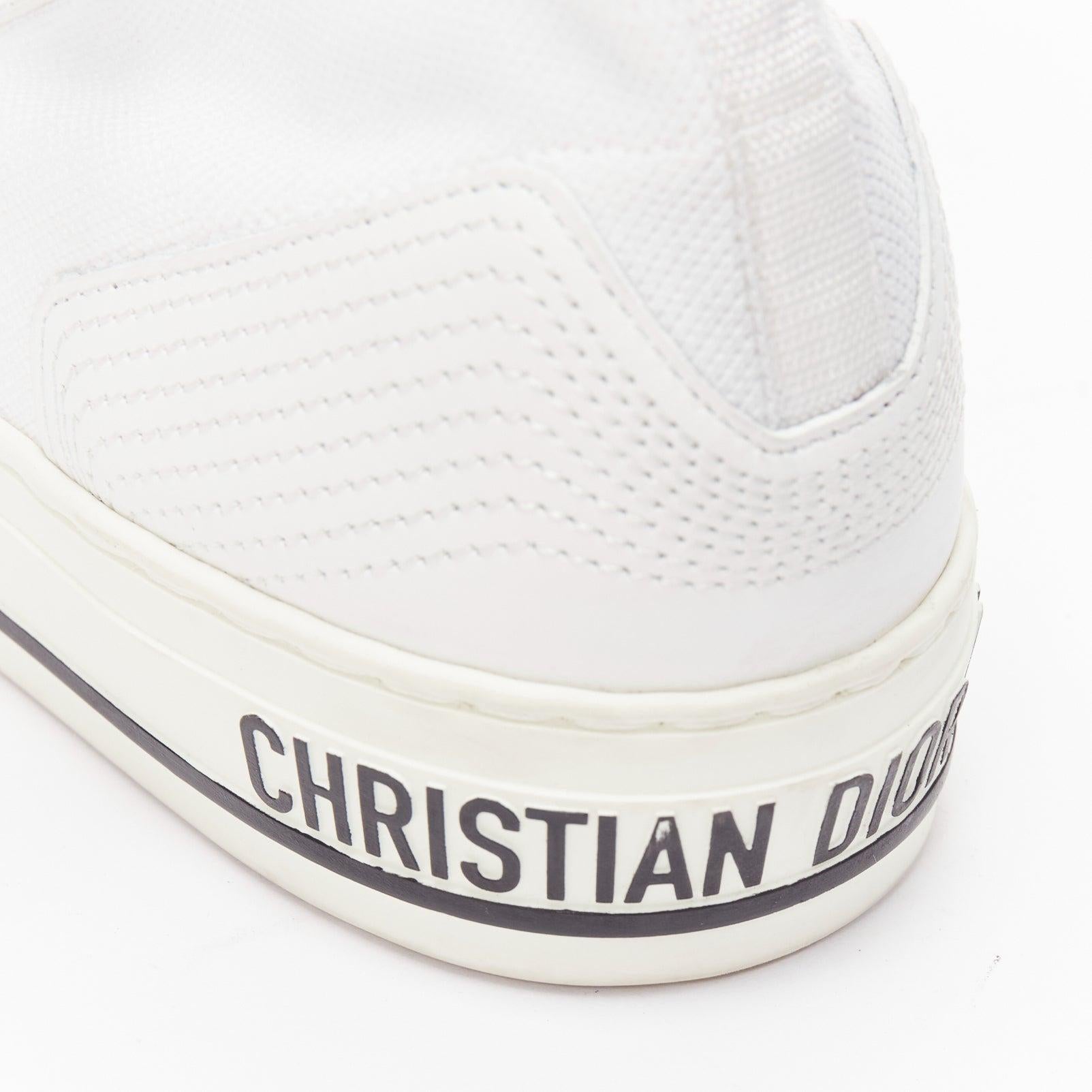 CHRISTIAN DIOR Walk'N'Dior white sock knit logo lace high top sneakers EU375 For Sale 4