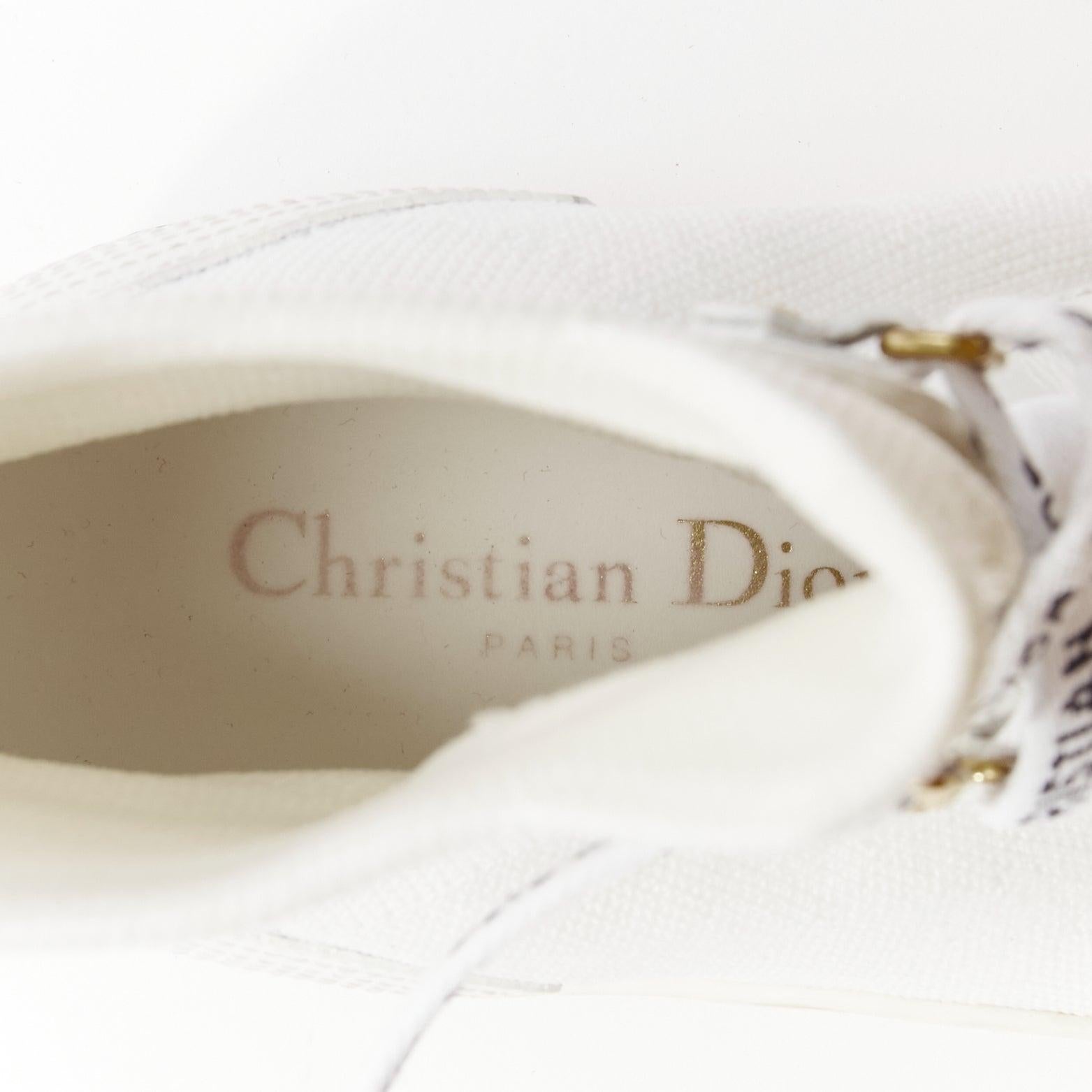 CHRISTIAN DIOR Walk'N'Dior white sock knit logo lace high top sneakers EU375 For Sale 5