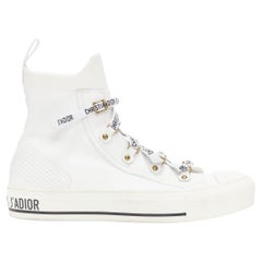 CHRISTIAN DIOR Walk'N'Dior white sock knit logo lace high top sneakers EU375
