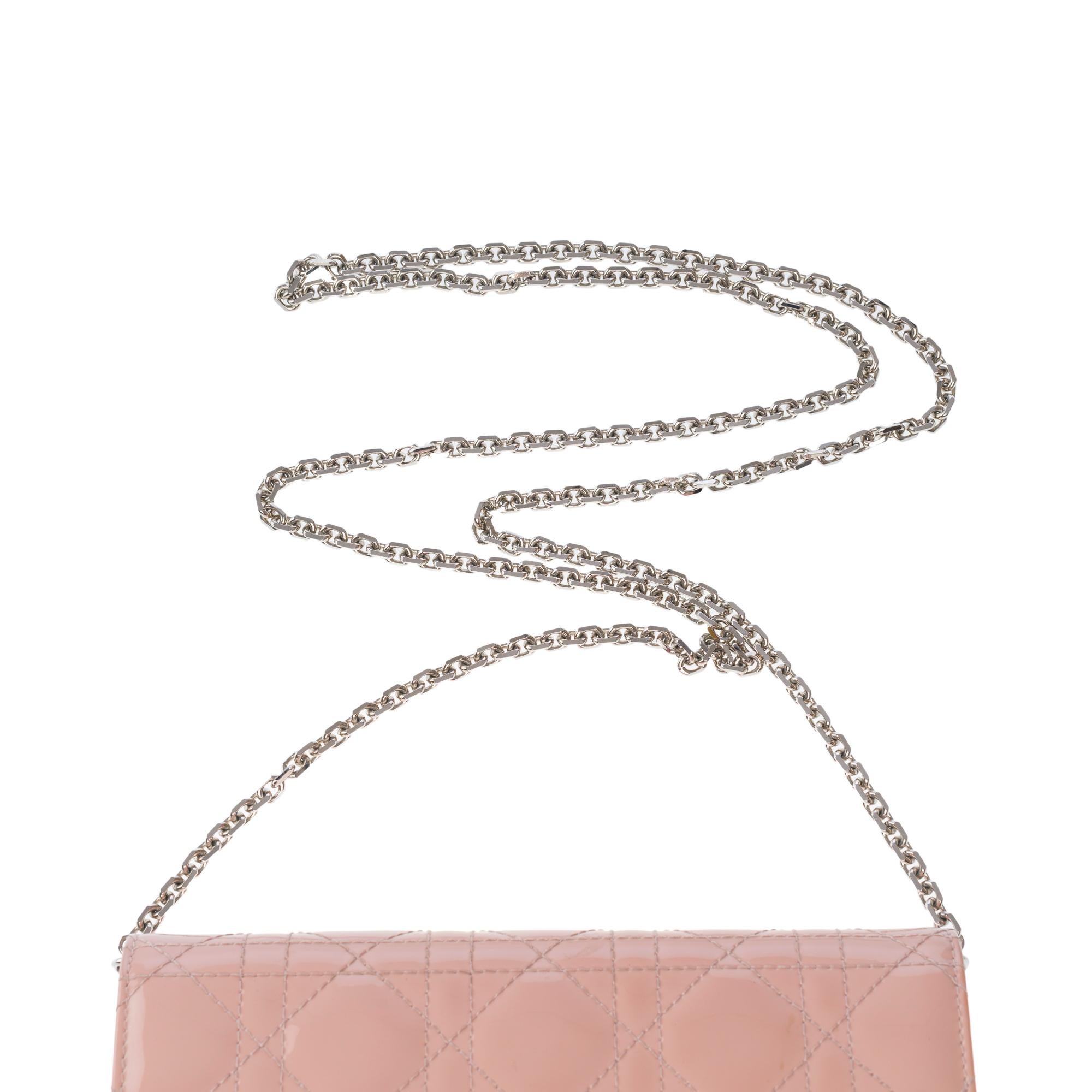 Christian Dior Wallet On Chain in patent pink cane leather , SHW 6