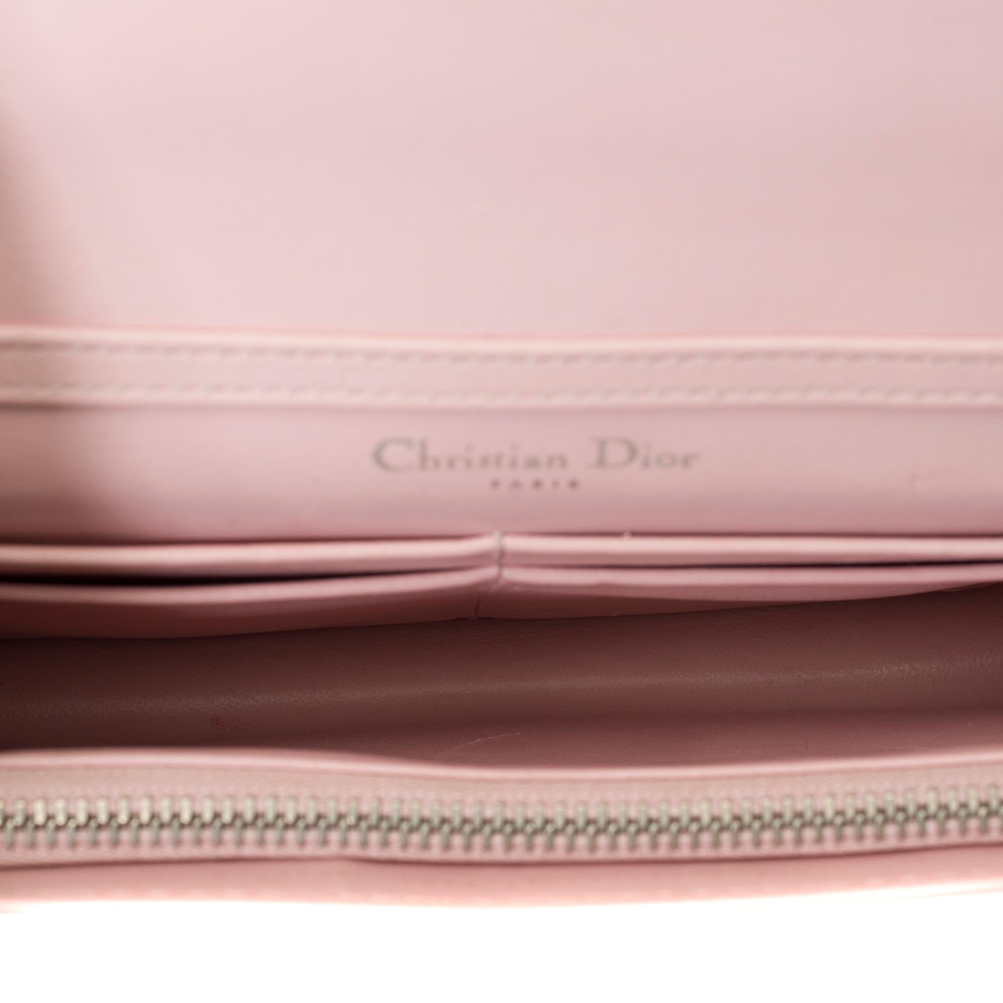 Christian Dior Wallet On Chain in patent pink cane leather , SHW 5