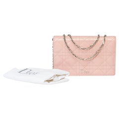 Christian Dior Wallet On Chain in patent pink cane leather , SHW