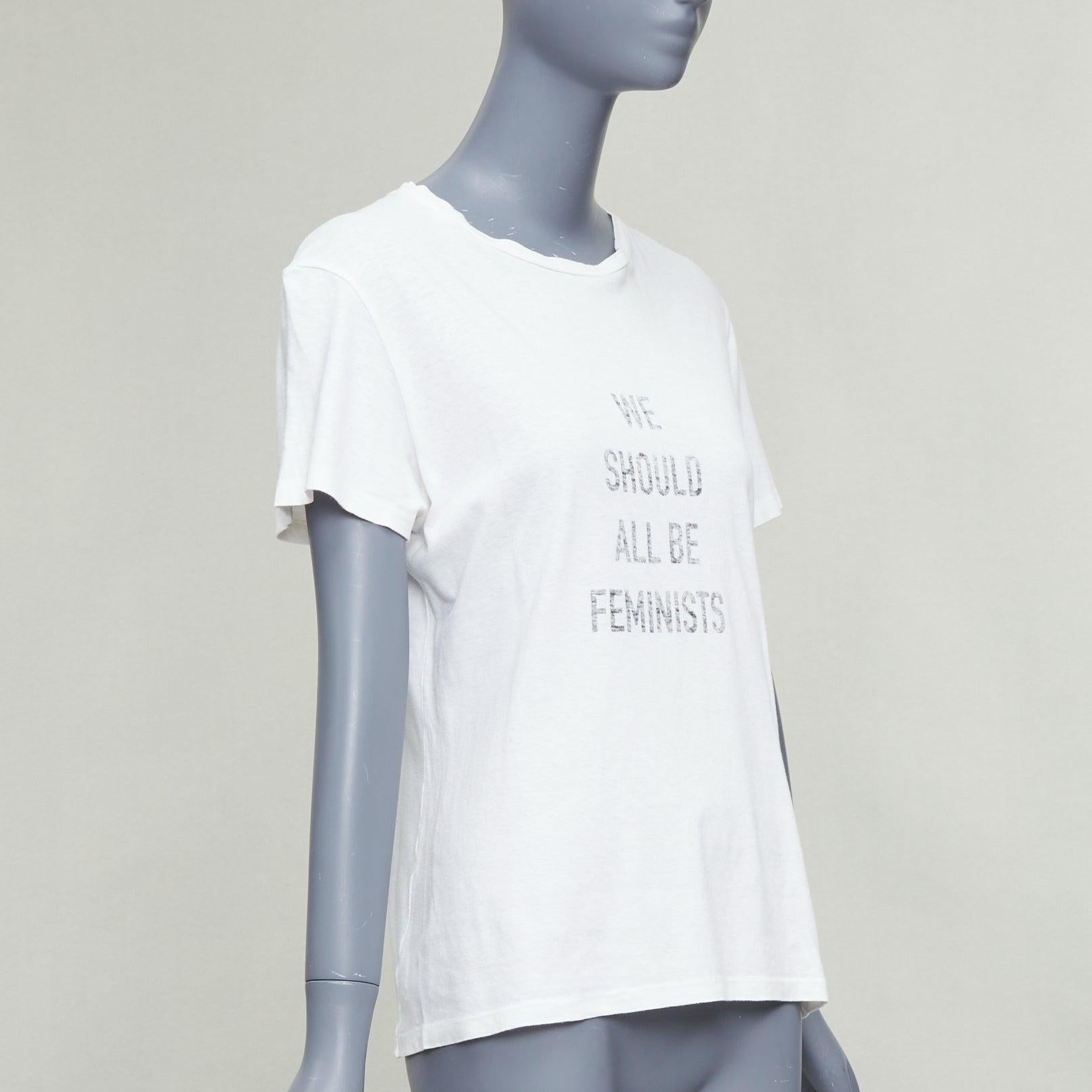 CHRISTIAN DIOR We Should All Be Feminists camiseta blanca estampada S Rihanna Gris en venta