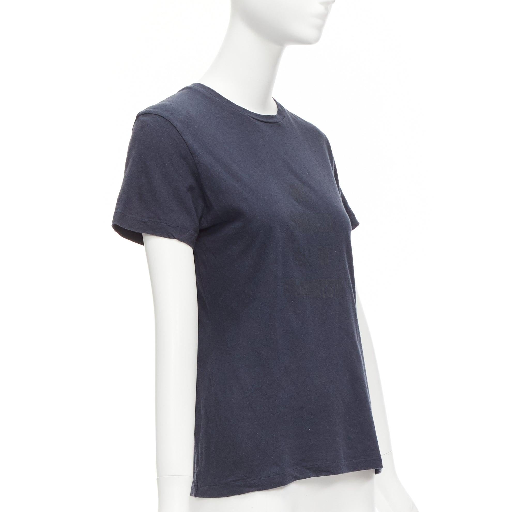 CHRISTIAN DIOR WE Should All Be Feminists washed navy cotton linen tshirt XS In Good Condition For Sale In Hong Kong, NT