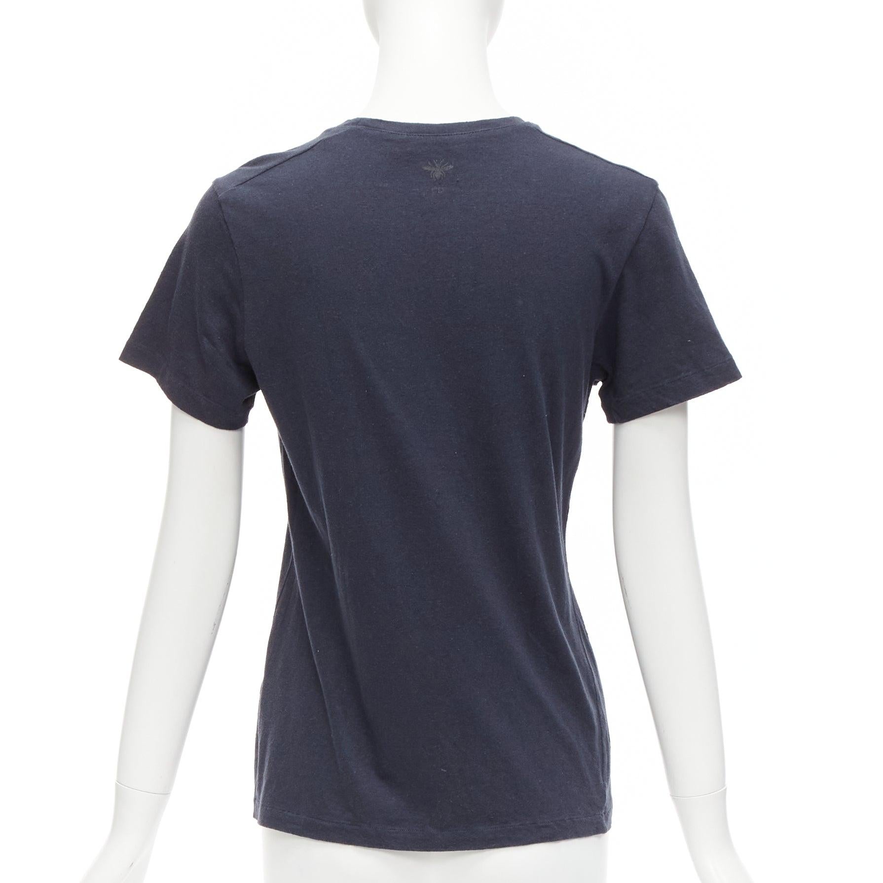 CHRISTIAN DIOR WE Should All Be Feminists washed navy cotton linen tshirt XS For Sale 1