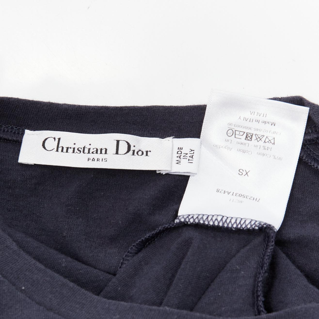 CHRISTIAN DIOR WE Should All Be Feminists washed navy cotton linen tshirt XS For Sale 3