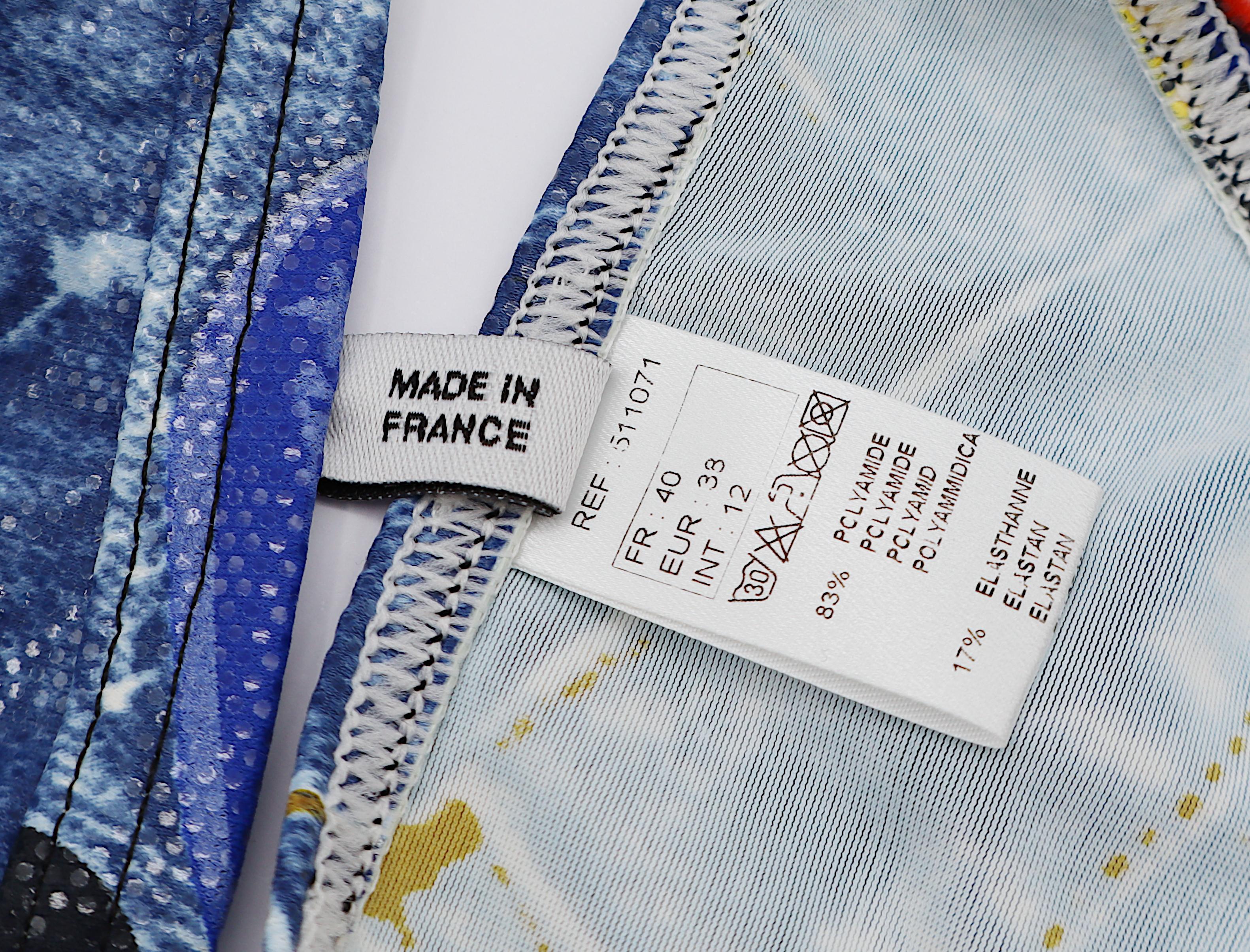 CHRISTIAN DIOR maillot de bain deux pièces en jean imprimé trompe-l'œil en vente 9