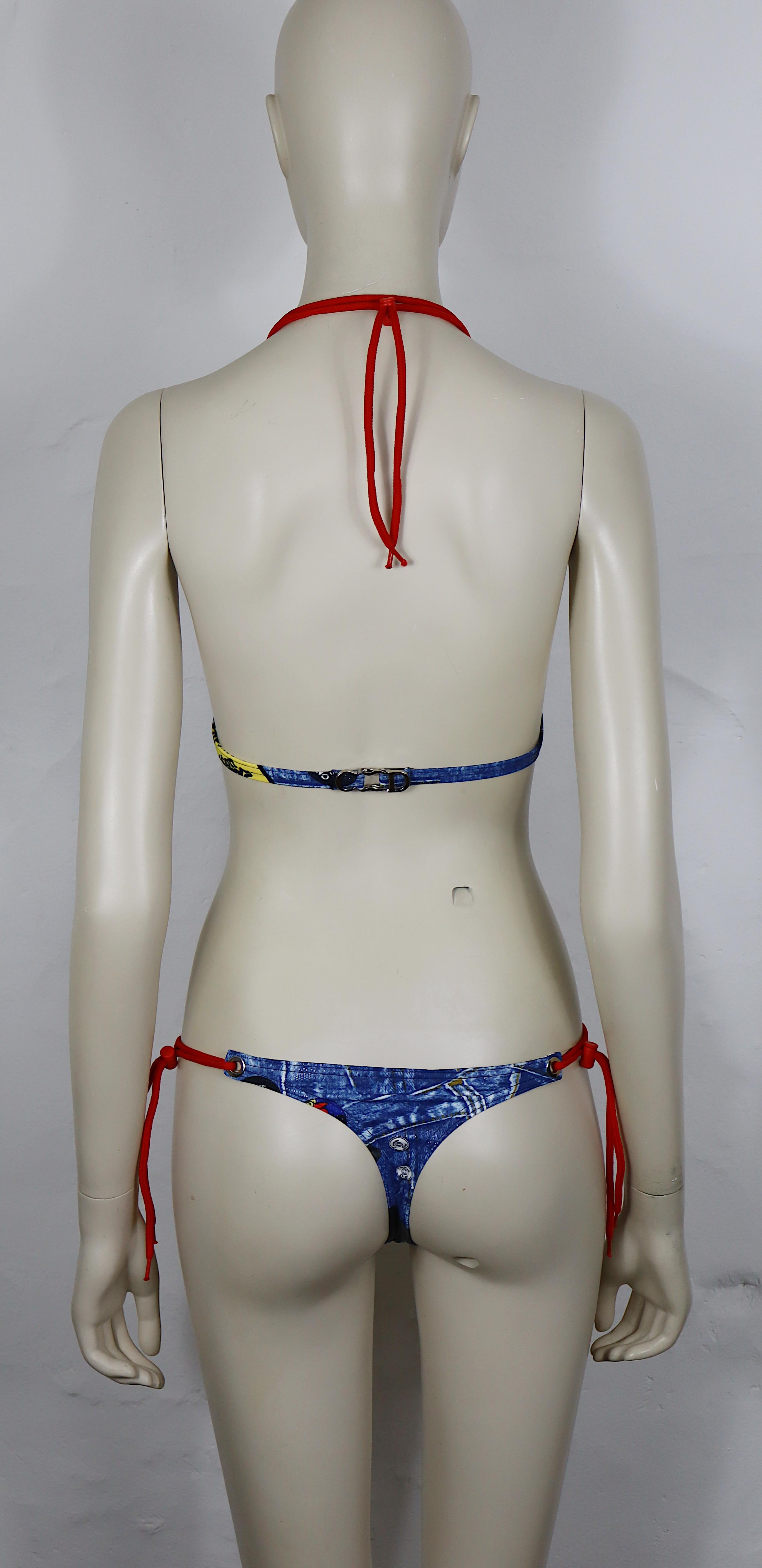 CHRISTIAN DIOR maillot de bain deux pièces en jean imprimé trompe-l'œil Pour femmes en vente