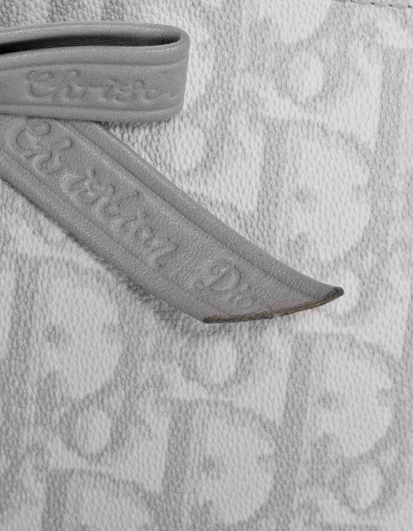 Gray Christian Dior White & Grey Diorissimo Monogram Romantique Pochette Bag with DB