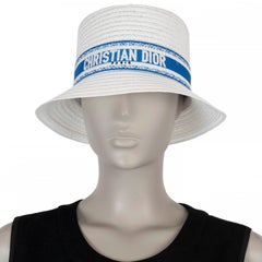CHRISTIAN DIOR Weißer 2022 DIORIVIERA D-BOBBY STRAW Hut 57, CHRISTIAN DIOR