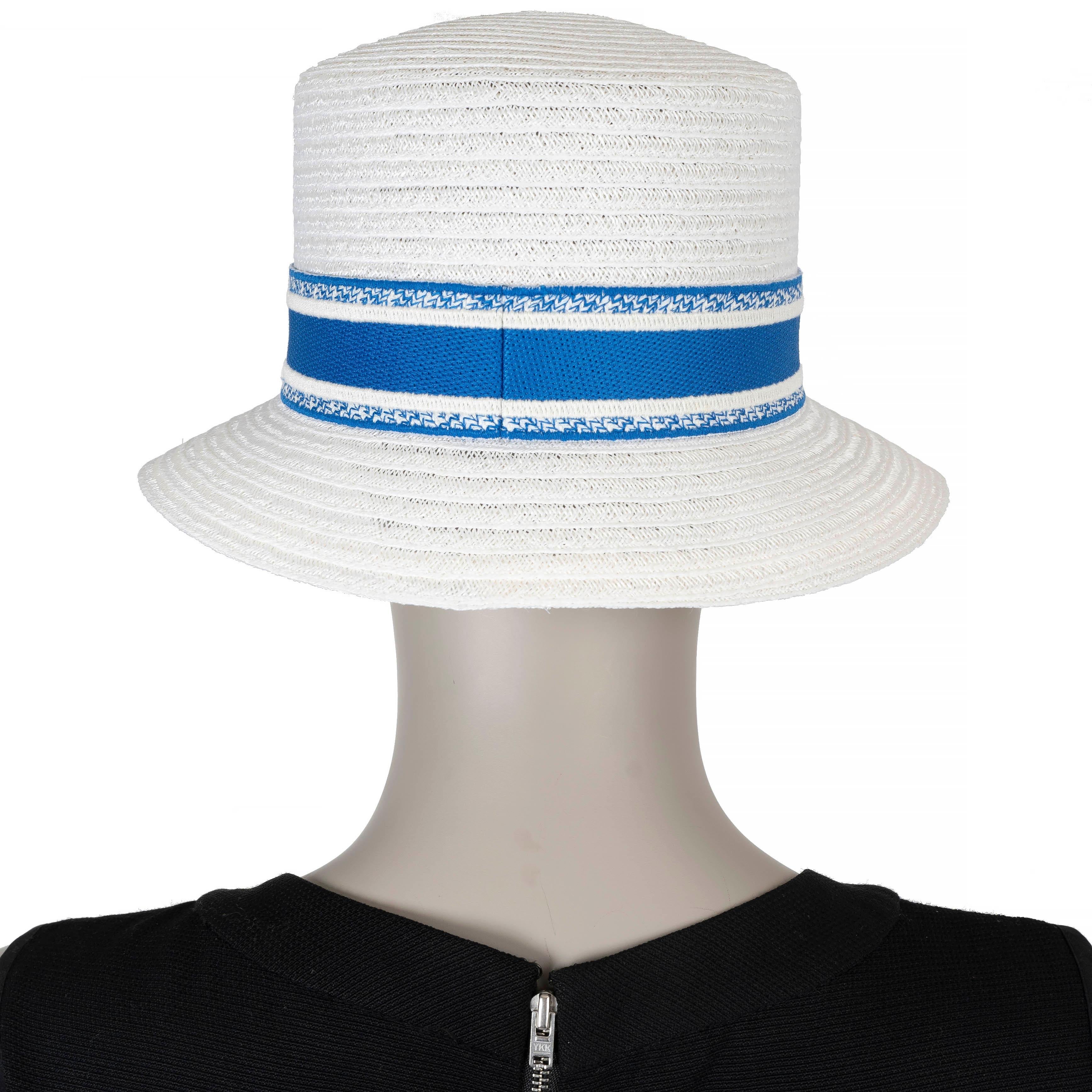 Christian Dior bianco 2022 DIORIVIERA D-BOBBY STRAW Cappello 57 In condizioni ottime in vendita a Zürich, CH
