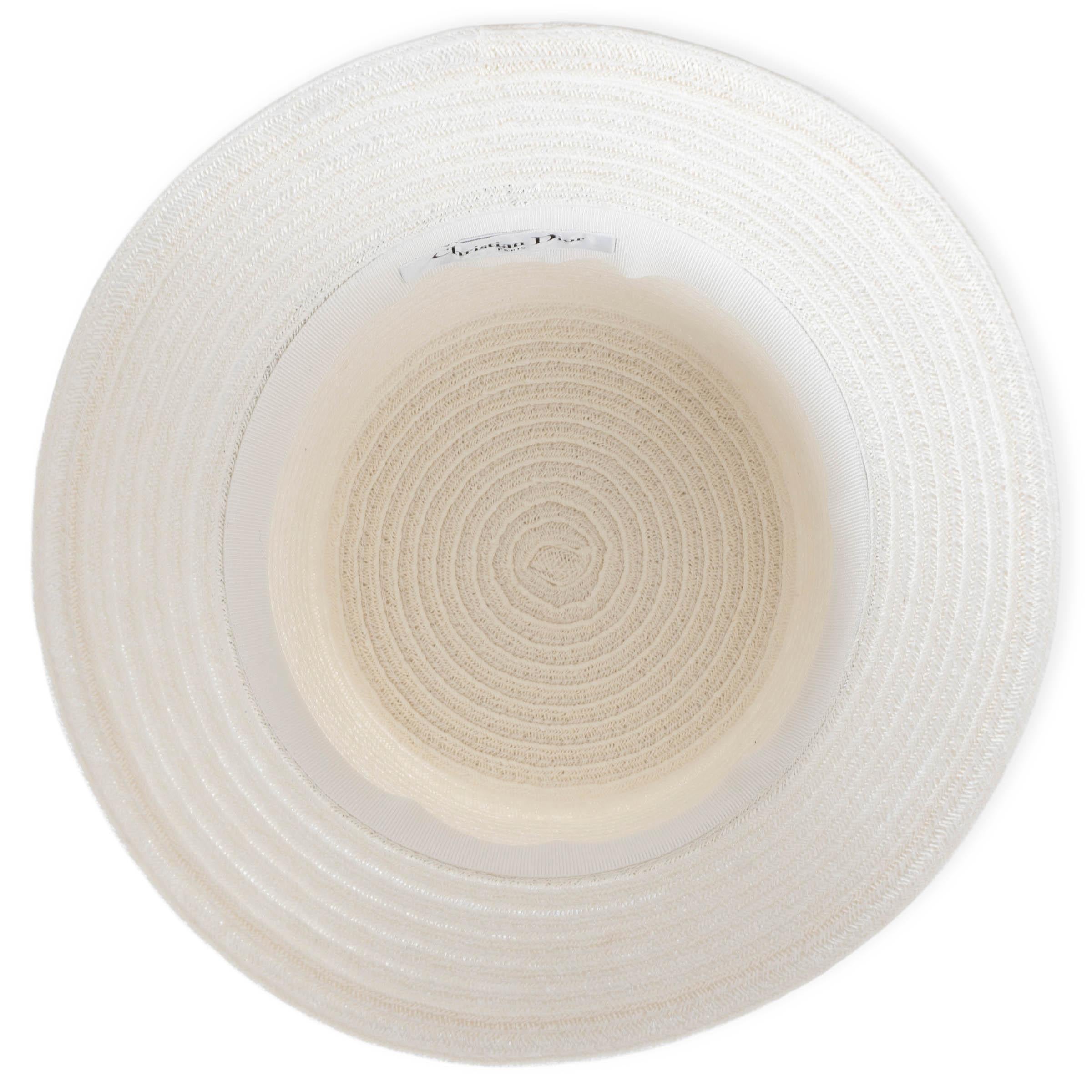 Christian Dior bianco 2022 DIORIVIERA D-BOBBY STRAW Cappello 57 in vendita 2