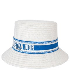 CHRISTIAN DIOR white 2022 DIORIVIERA D-BOBBY STRAW Hat 57