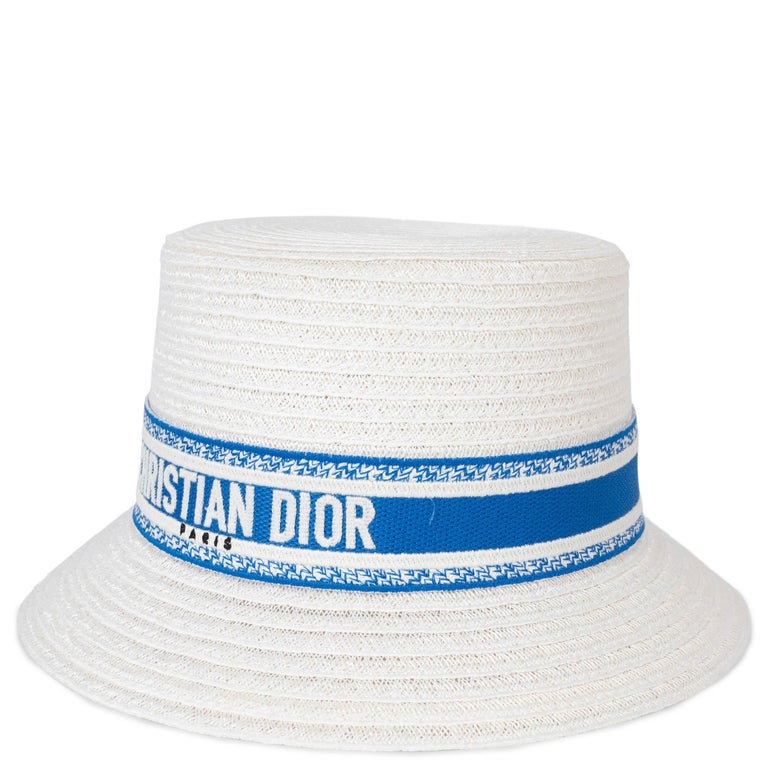 CHRISTIAN DIOR white 2022 DIORIVIERA D-BOBBY STRAW Hat 57  display picture 1