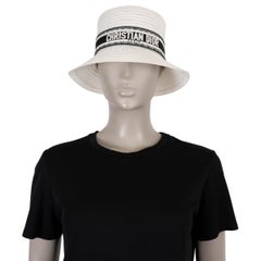 CHRISTIAN DIOR blanc 2022 DIORIVIERA D-BOOY STRAW Chapeau bob 57