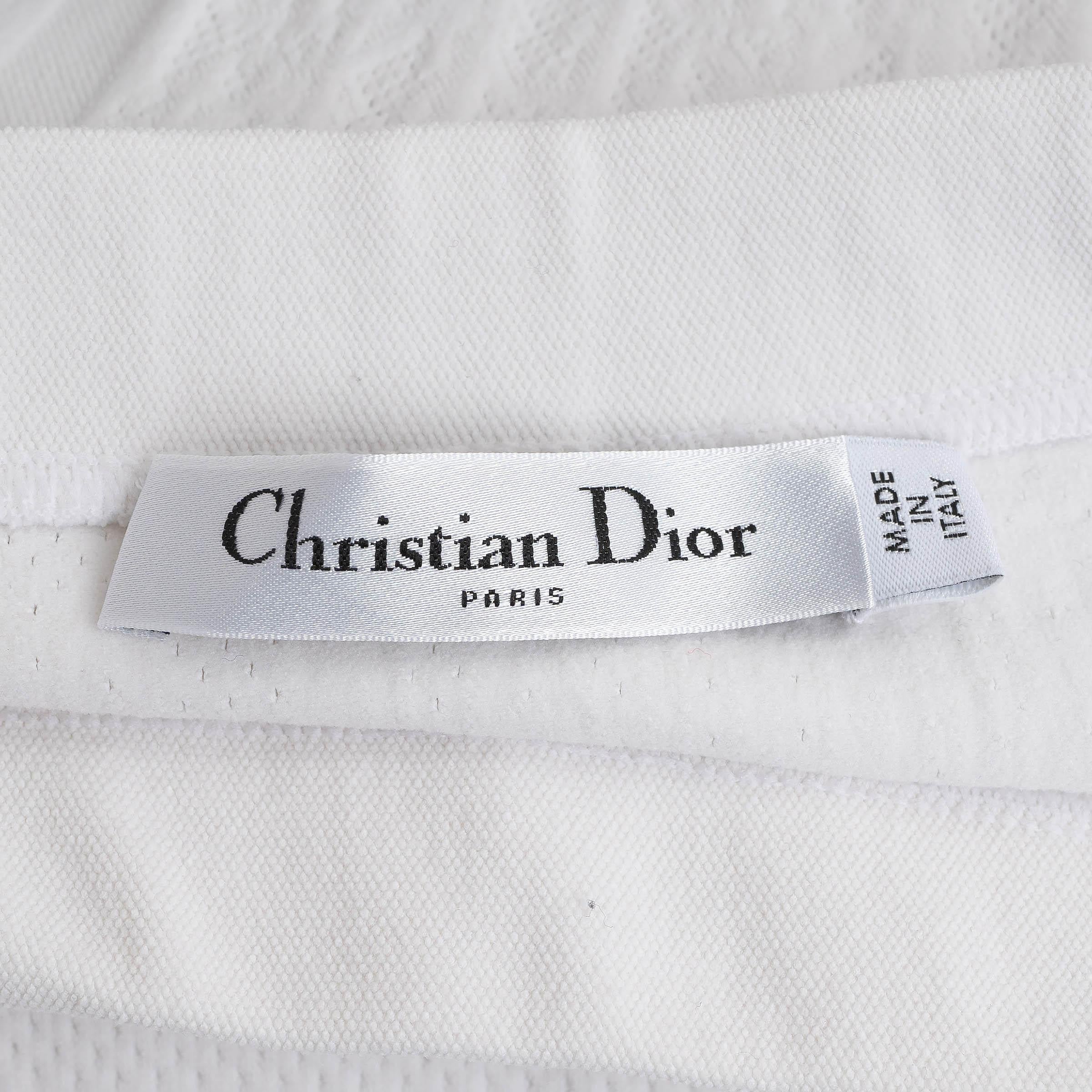 CHRISTIAN DIOR White 2022 OBLIQUE JACQUARD KNIT Leggings Pantalon M. en vente 2