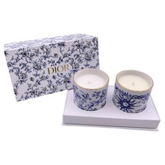 Christian Dior White and Blue Porcelain 2 Scented Candle Set