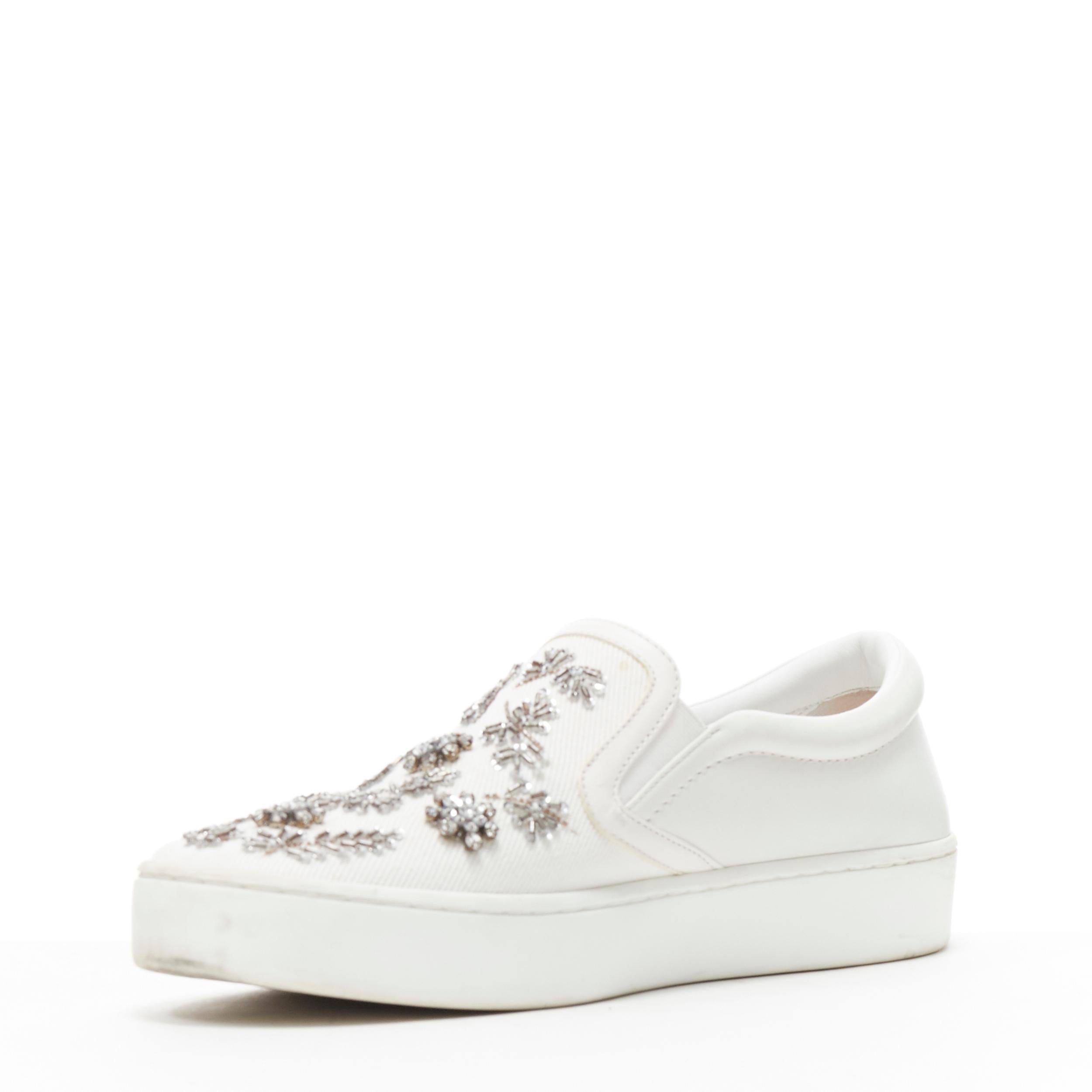 CHRISTIAN DIOR white bead crystal embellished low top skate 
