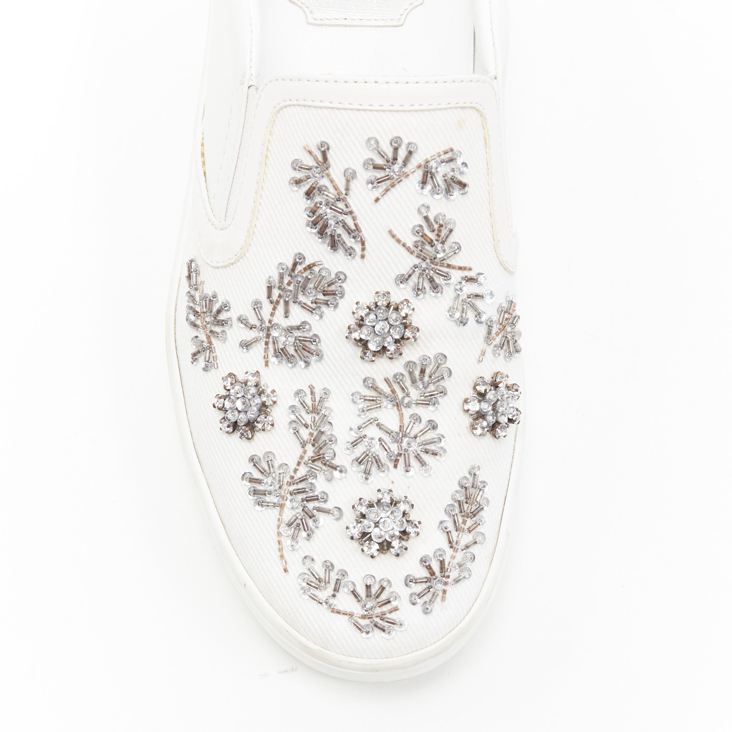 CHRISTIAN DIOR white bead crystal embellished low top skate 