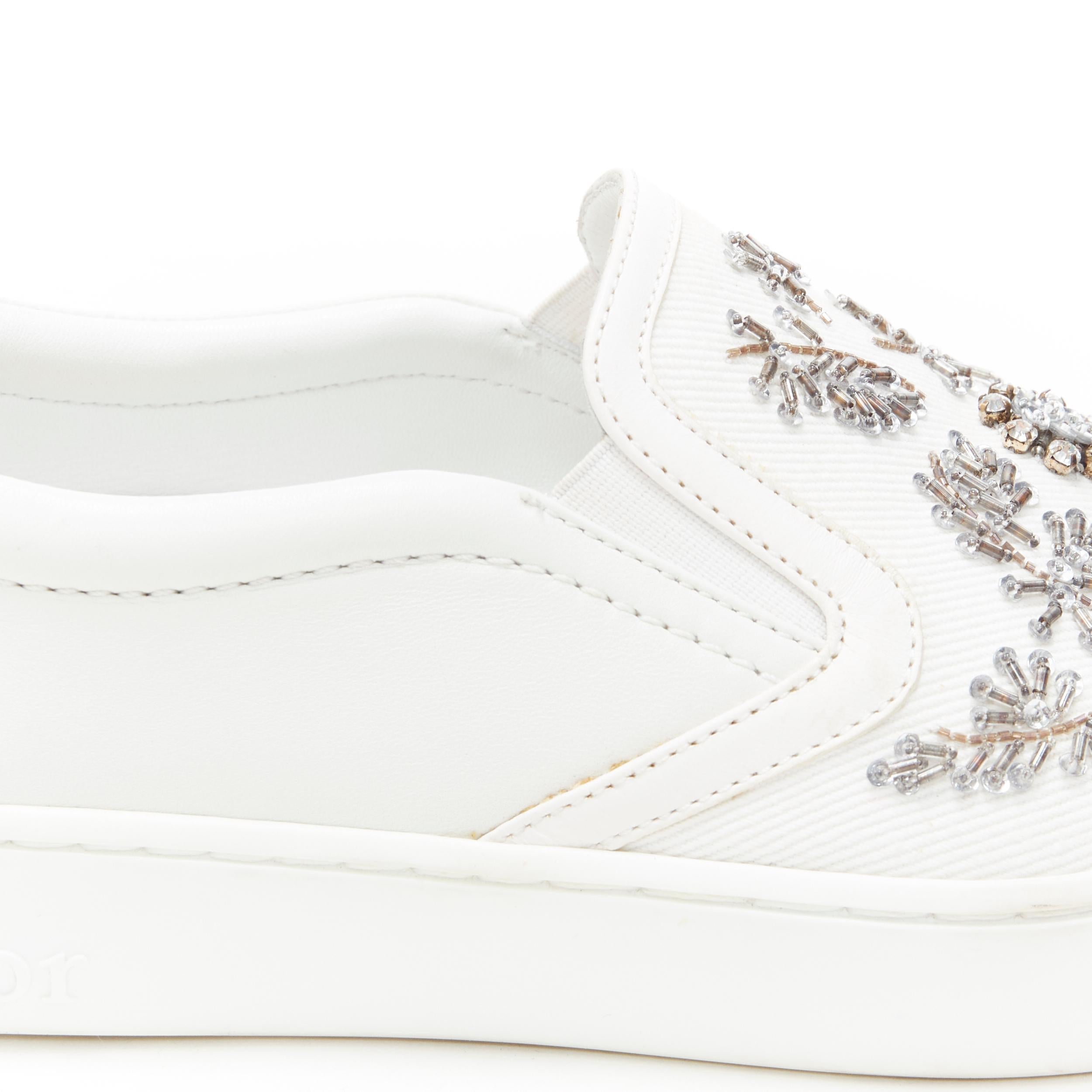 CHRISTIAN DIOR white bead crystal embellished low top skate sneakers EU37 1