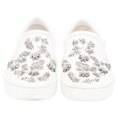 CHRISTIAN DIOR white bead crystal embellished low top skate sneakers EU37