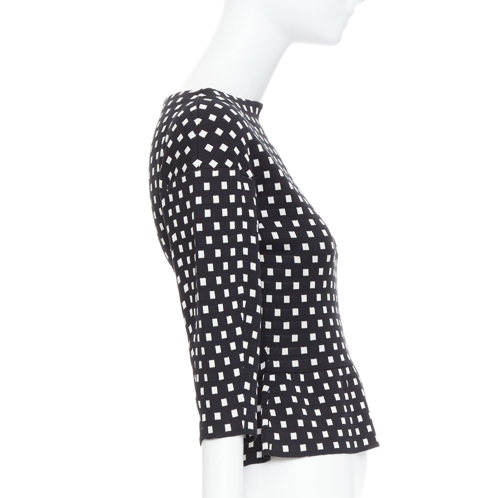 CHRISTIAN DIOR white black silk cotton check bateau neck sweater FR34 XS In Excellent Condition For Sale In Hong Kong, NT