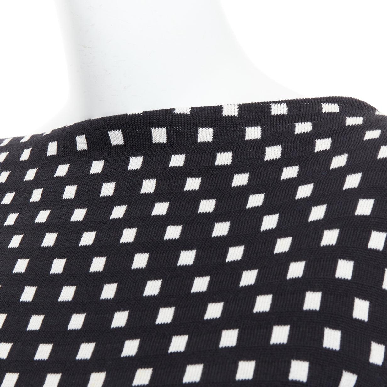 CHRISTIAN DIOR white black silk cotton check bateau neck sweater FR34 XS For Sale 2