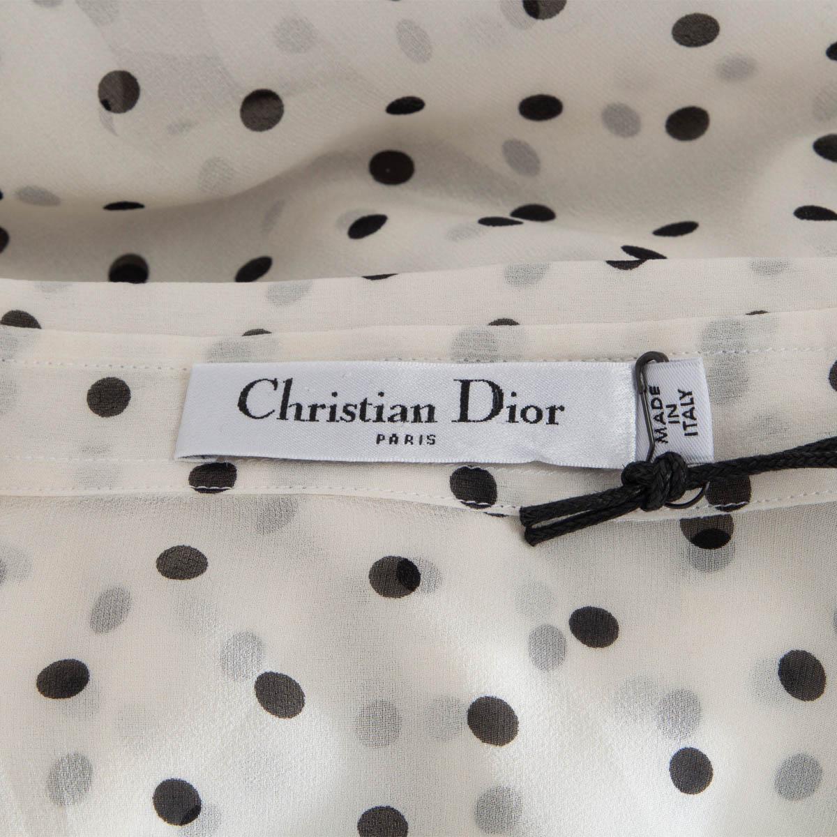 CHRISTIAN DIOR white black silk SHEER POLKA DOT OVERSIZED TUNIC Shirt Top S 1
