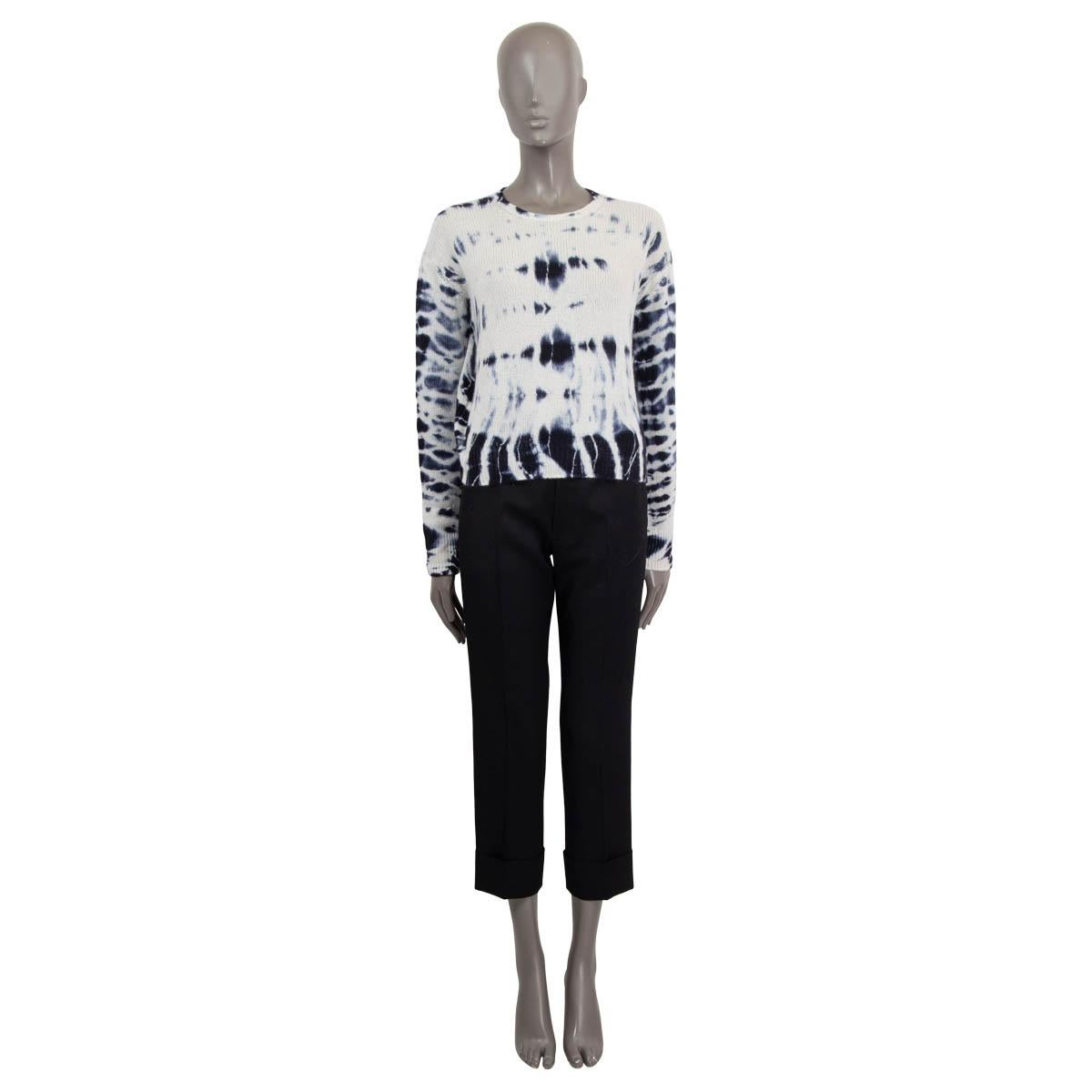 100% authentic Christian Dior Pre-Fall 2020 tie-dye sweater in off-white, blue and navy cashmere (100%). Features the CD signature at the back and long sleeves. Unlined. Has been worn and is in excellent condition.

Measurements
Tag