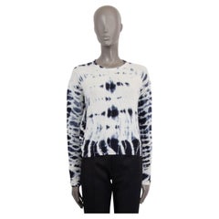 CHRISTIAN DIOR white & blue cashmere 2020 TIE-DYE Crewneck Sweater 36 XS