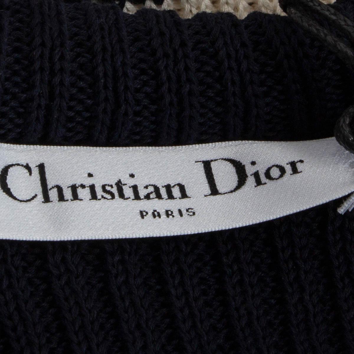 Gray CHRISTIAN DIOR white & blue cotton 2022 MARINIERE STRIPED Sweater 40 M For Sale