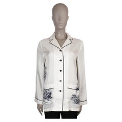 CHRISTIAN DIOR white blue silk 2021 CHEZ MOI TOILE DE JOUY PALMS Shirt 36 XS
